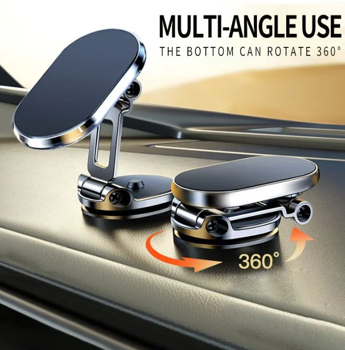 Foldable 360 rotatable metal magnetic car phone holder 🧲
