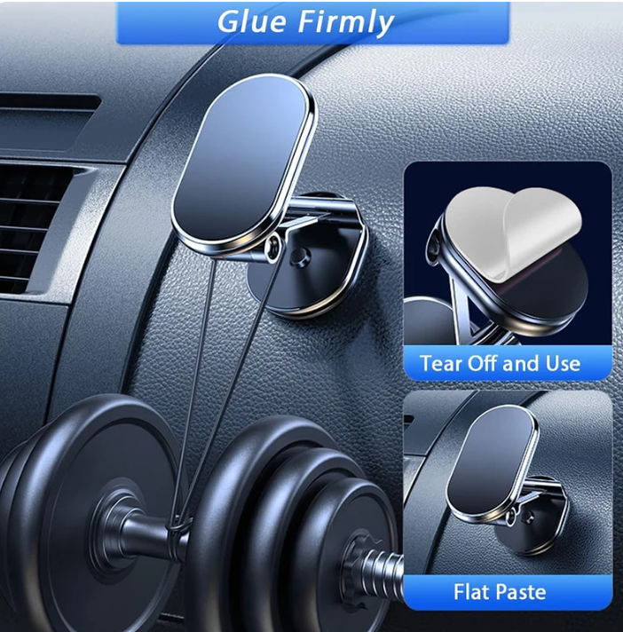 Foldable 360 rotatable metal magnetic car phone holder 🧲