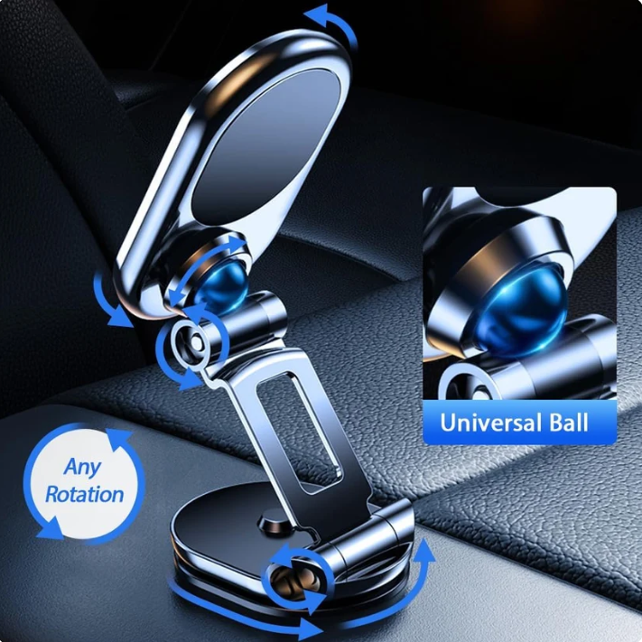 Foldable 360 rotatable metal magnetic car phone holder 🧲