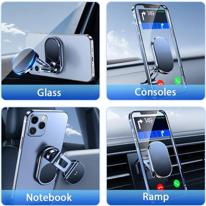 Foldable 360 rotatable metal magnetic car phone holder 🧲