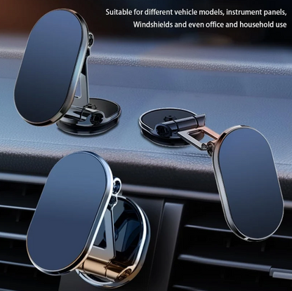Foldable 360 rotatable metal magnetic car phone holder 🧲